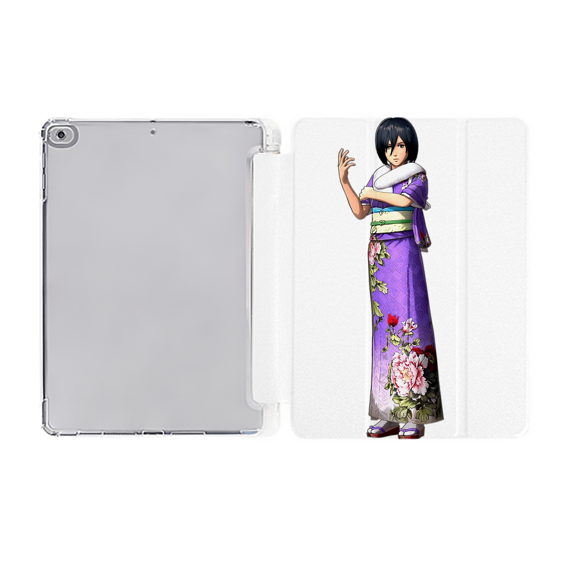 （画像用） 進撃の巨人 ミカサ·アッカーマン Attack on Titan Mikasa Ackerman IPad ケース ペン収納付き 三つ折りスタンド PUレザー×シリコン 対応機種9.5/10.5/10.9インチ